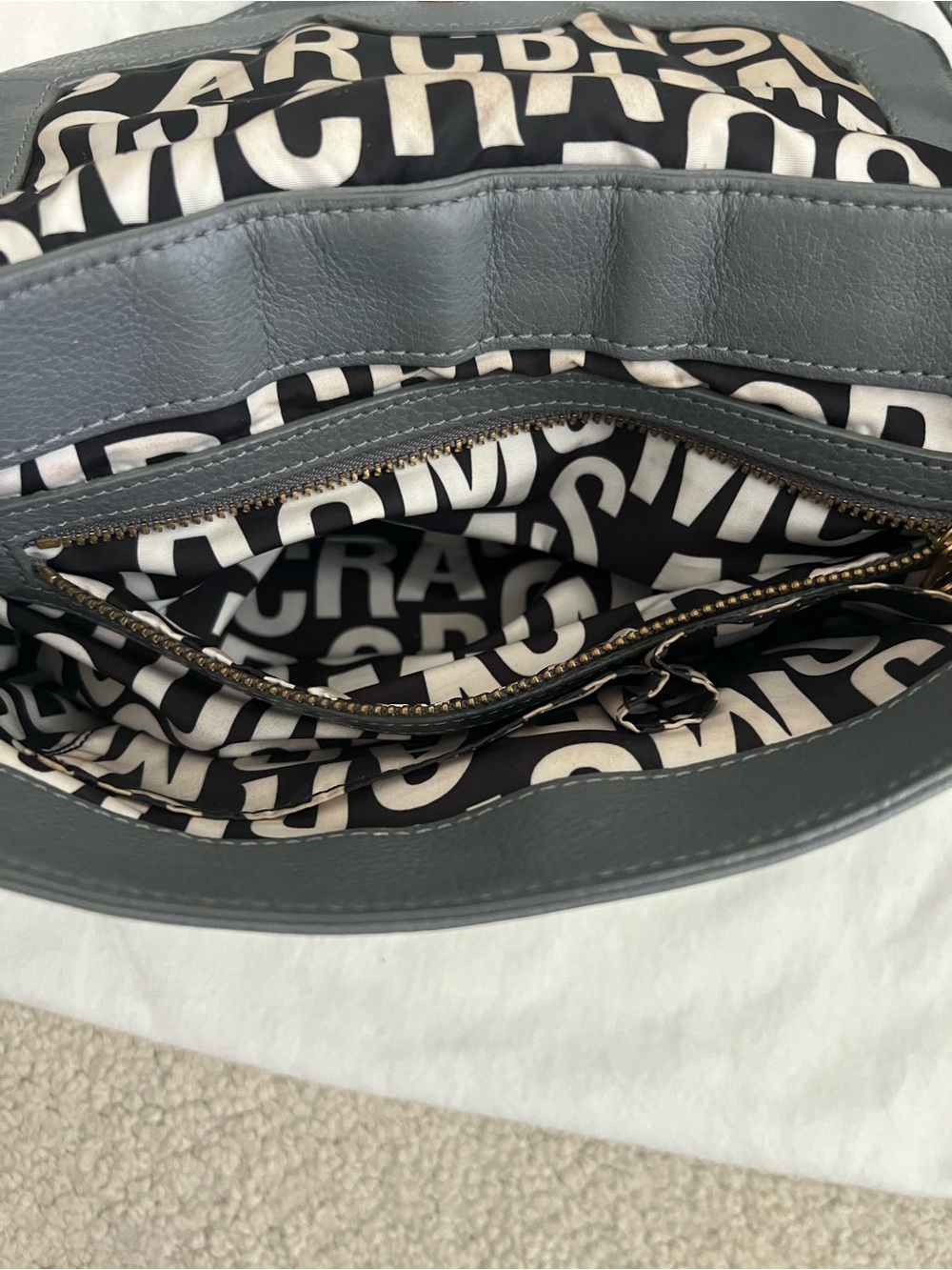 Marc by Marc Jacobs Gray Pebbled Leather Crossbody with Gold Hardware - Picture 5 of 8